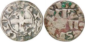 P1951 Rare France Denier Philippe II 1527 1598 Auguste de Paris Parisii Civis Argent ->F offre