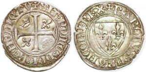 P1977 Rare France Blanc Guenar Charles VI Le fou 20/10/1411 Crémieu Argent ->F offre