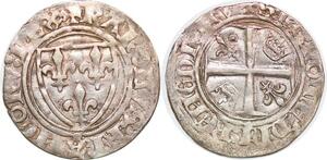 P1978 Rare France Blanc Guenar Charles VI 1368 1422 6e émission Limoges Argent ->Faire offre
