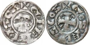 P1998 France Denier Berri Comté de Gien Geoffroi II Sire de Donzy Gosedvs Cos 1158 1186 Argent