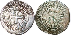 P2012 Rare France Blanc au K Charles V 20 avril 1365 Francorv Argent ->Faire offre