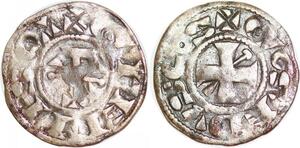 P2033 France Berri Denier Comté de Gien Geoffroi II 1158 1186 Argent ->Faire offre