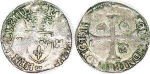 P2037 Rare France Douzain Henri III aux 2 H 1er type 1577 & Aix-en-Provence Argent