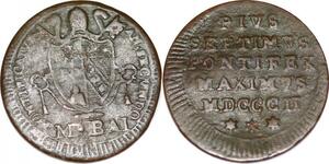P2039 Italy Pio VII Gregorio Chiaramonti 1800-1823 Mezzo Baiocco 1802 an II