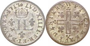 P2075 Rare France 15 Deniers Louis XIV 1713 Metz Superbe