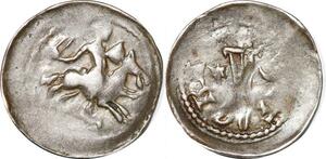 P2078 France Denier Lorraine Ferri III 1251-1303 Nancy Chevalier Epée pal alérions