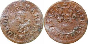 P2079 France Denier Tournois fauté Dombes Marie de Montpensier 1624 Trévoux SUP