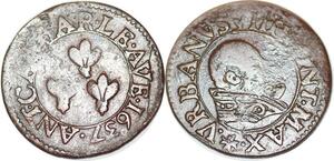 P2092 Rare France Comtat venaissin Double Tournois Urbain VIII 1637 Avignon ->F offre