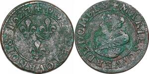 P2094 France Double Tournois Dombes Marie de Montpensier 5e type 1627 Trévoux