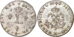 P2130 Scarce!! USA Colonues Louis XV 2 Sols sous 1740 X Amiens XF++