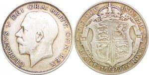 P2138 United Kingdom 1/2 Crown George V 1921 Silver ->Make offer