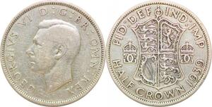 P2140 United Kingdom 1/2 Crown George VI 1939 Silver ->Make offer