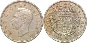 P2149 New Zealand 1/2 Crown George VI 1951 ->Make offer