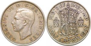 P2150 United Kingdom 1/2 Crown George VI 1947  ->Make offer