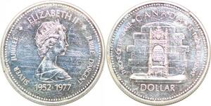 P2152 Canada Dollar Elizabeth II Silver Jubilee 1952 1977 Silver Proof Like