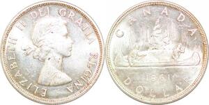 P2157 Canada Dollar Elizabeth II 1st portrait 1961 Silver UNC ->Make offer