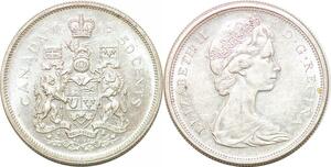 P2175 Canada 50 Cents Elizabeth II 1965 Silver AU ->Make offer