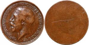 P2180 Scarce United Kingdom Uniface Half Penny George V 1865 1936 Blank Planchet