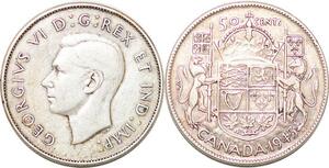 P2184 Canada 50 Cents George VI 1945 Silver ->Make offer