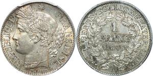 P2248 Rare France 1 Franc Cérès 1849 A Paris PCGS MS63 Splendide Argent Silver