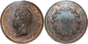 P2272 Rare France 5 Centimes Essai Module Louis Philippe I 1846 PCGS SP63 Splendide