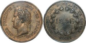P2273 Rare France 5 Centimes Essai Module Louis Philippe I 1846 PCGS SP64 FDC