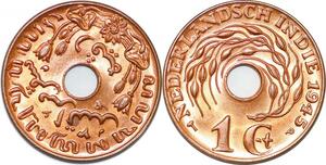 P2274 Netherlands East Indies Cent Wilhelmina I 1945  UNC ->Make offer