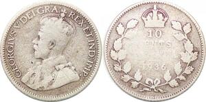 P2287 Canada 10 Cents George V 1936 Silver ->Make offer