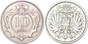 P2289 Austria Haus Hasburg 10 Heller Franz Joseph I 1895 ->Make offer