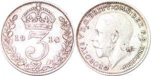 P2295 Great Britain 3 Pence George V 1914 Silver ->Make offer