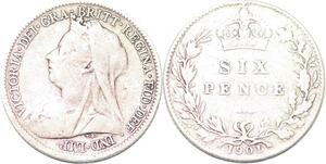 P2296 Great Britain 6 Pence Victoria 1901 Silver ->Make offer