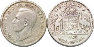 P2322 Australia Florin George VI 1946 Silver ->Make offer