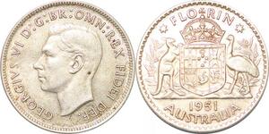 P2323 Scarce Australia Florin George VI 1951 Silver UNC ->Make offer
