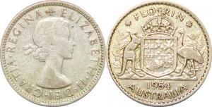 P2326 Australia Florin George VI 1954 Silver ->Make offer