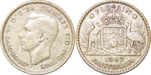 P2327 Australia Florin George VI 1947 Silver ->Make offer