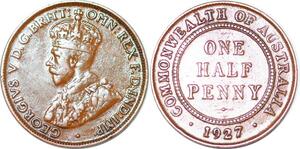 P2333 Australia Common Wealth 1/2 Penny George V 1927 ->Make offer