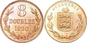 P2349 Guernsey 8 Doubles 1920 UNC BU - >Make offer