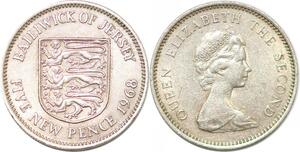 P2355 Bailiwick Jersey 5 New Pence 1968 - >Make offer