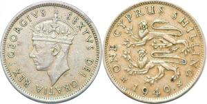 P2363 Cyprus Shilling George VI 1949 Silver ->Make offer