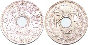 P2375 France 25 Centimes Lindauer 1914 Souligné SUP+ ->Faire offre