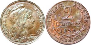 P2378 France 2 Centimes Dupuis 1920 SUP+ ->Faire offre