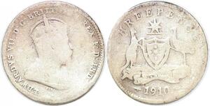 P2390 Australia 3 pence Edward VII 1910 Silver ->Make offer
