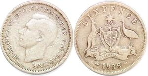 P2391 Australia 6 Pence George VI 1938 Silver ->Make offer
