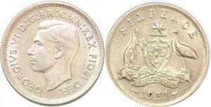 P2393 Australia 6 Pence George VI 1951 Silver AU ->Make offer