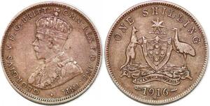 P2401 Scarce Australia Shilling George V 1916 M Melbourne Silver XF+ ->M offer