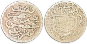 P2405 Morocco Maroc 1/2 Dirham Hassan Ier AH 1309 1891 Argent ->Make offer