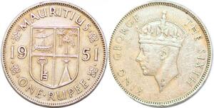 P2417 Mauritius Rupee George VI 1951 ->Make offer