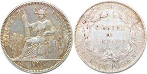 P2442 French Indo China Indochine Piastre 1903 Paris Silver ->Make offer