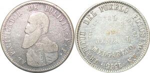 P2465 Bolivia Uno Un Melgarejo 1865 FP Silver ->Make offer