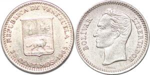 P2486 Venezuela 25 centimos 1965 AU ->Make offer